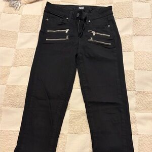 PAIGE Black Skinny Women's Jeans with Zipper Accents